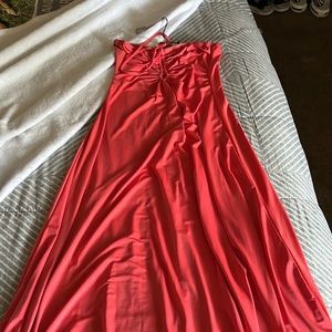 Coral color silk material